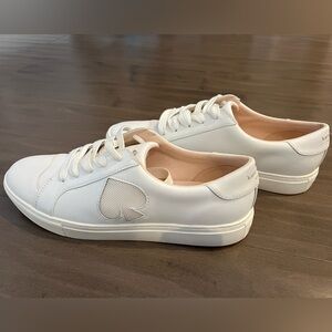 Kate Spade Angelise White Sneakers Size 9.5 Women Leather Logo Casual Lace